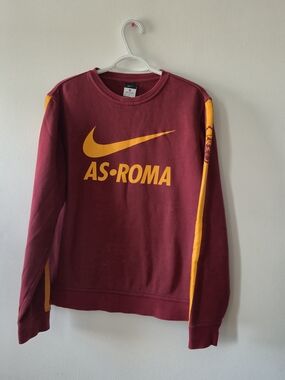 Nike AS Roma Giallorossi Soccer Crewneck Sweatshirt Maroon Medium